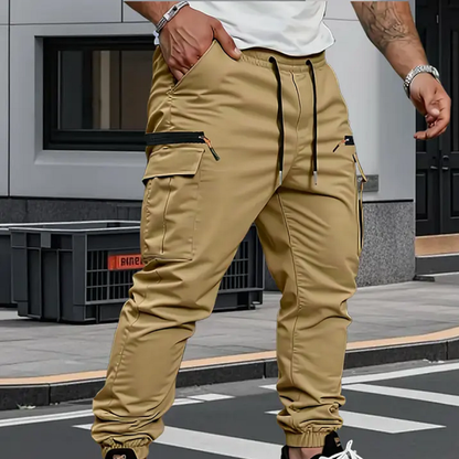 Seamus | Cargo Joggers Khaki Stretch Tapered for Men