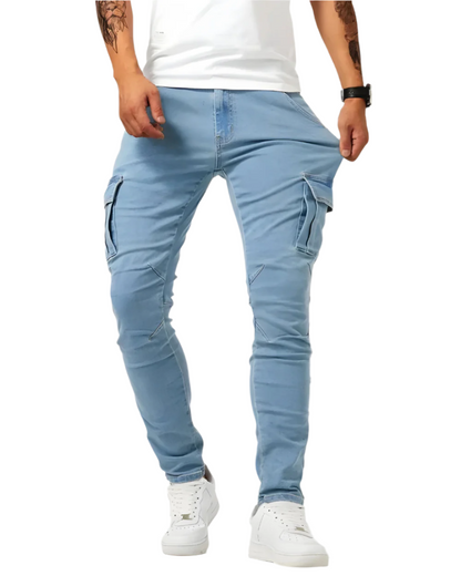 Orson | Cargo Jeans Light Blue Denim Skinny Stretch for Men