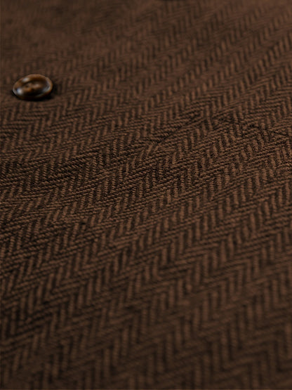 Etta | Waistcoat Brown Herringbone Tweed Notched Lapel for Women