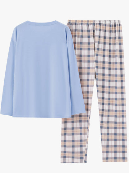 Wynne | Loungewear Set Pink Plaid Relaxed for Women