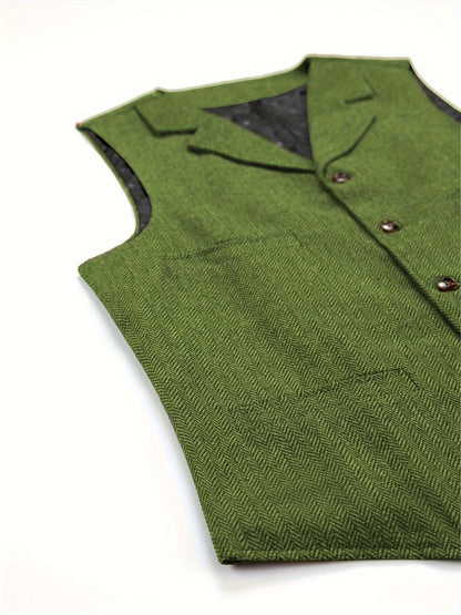 Etta | Waistcoat Brown Herringbone Tweed Notched Lapel for Women