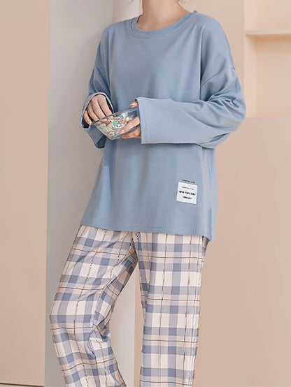 Wynne | Loungewear Set Pink Plaid Relaxed for Women