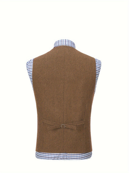 Etta | Waistcoat Brown Herringbone Tweed Notched Lapel for Women