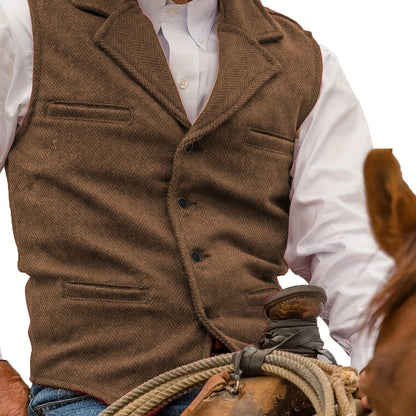 Etta | Waistcoat Brown Herringbone Tweed Notched Lapel for Women