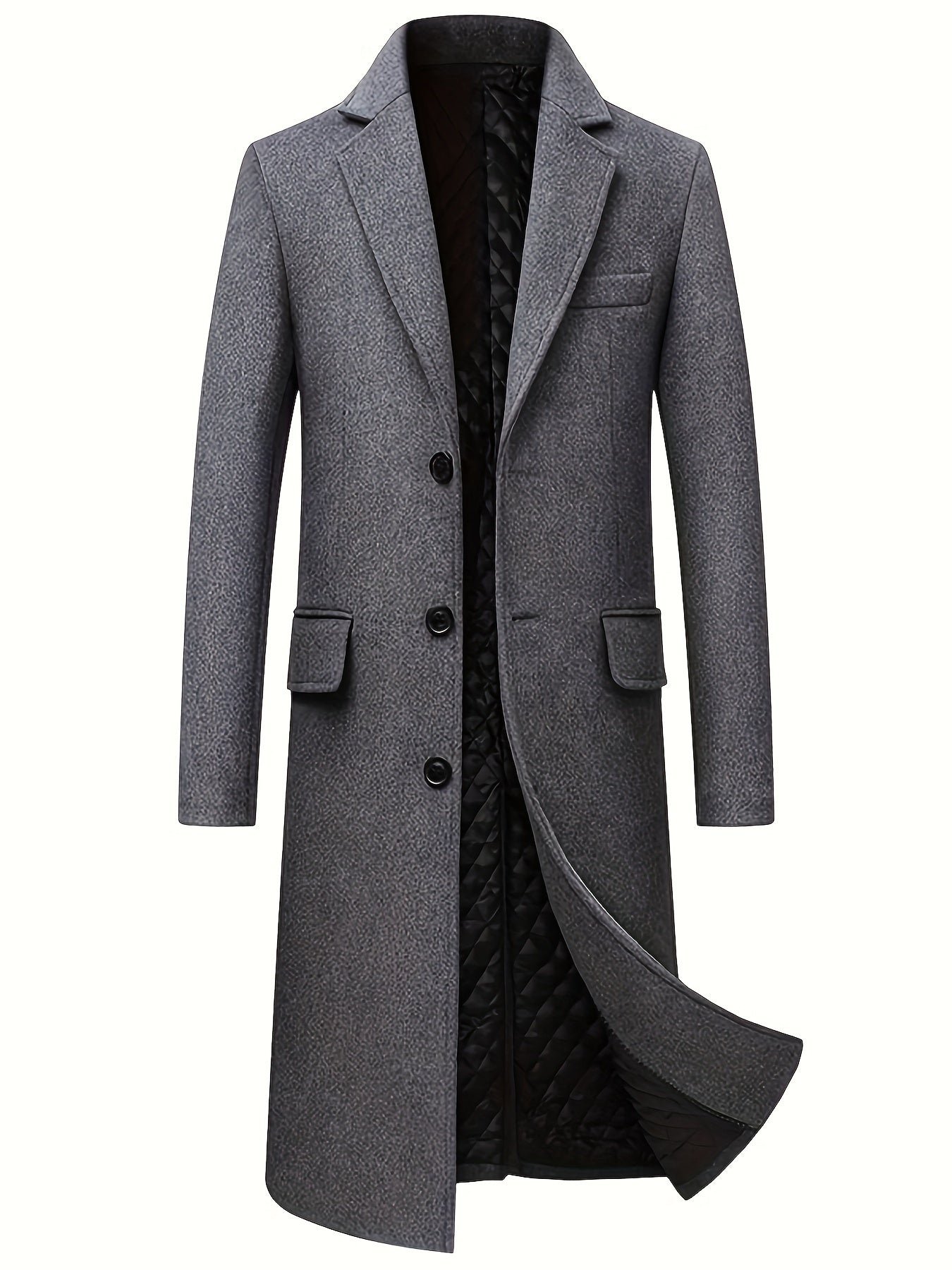 Delia | Long Overcoat Grey Wool Blend Tailored Button Front for Women