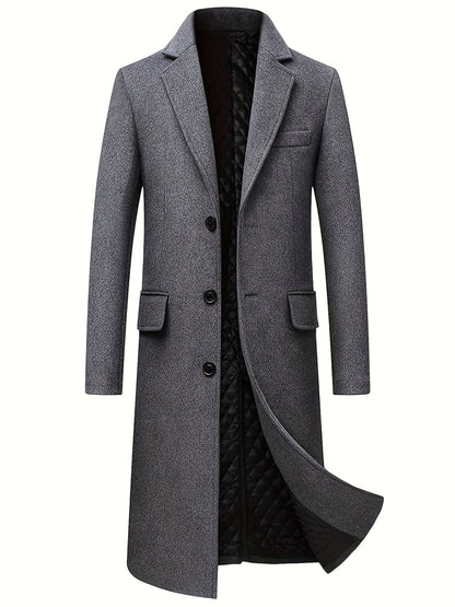 Delia | Long Overcoat Grey Wool Blend Tailored Button Front for Women