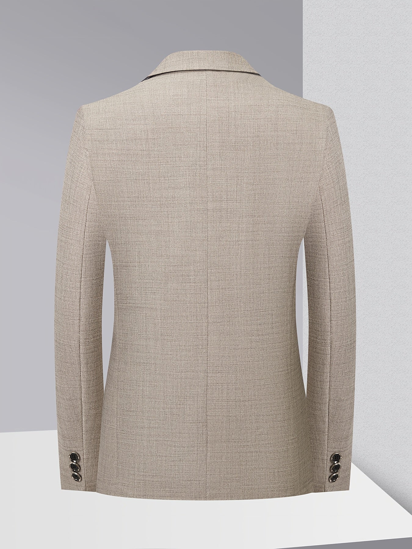 Monty | Blazer Beige Linen-Look Textured Single-Breasted for Men