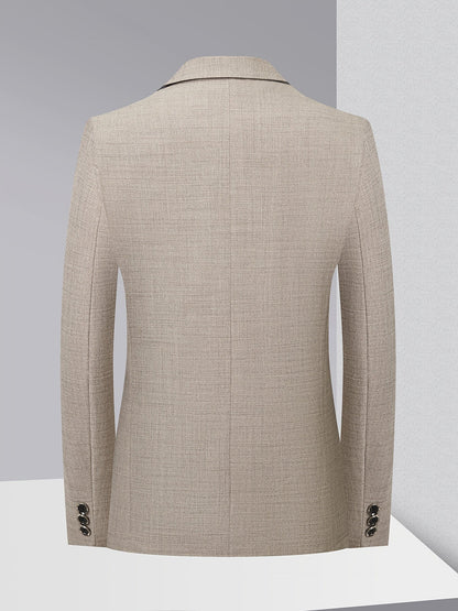 Monty | Blazer Beige Linen-Look Textured Single-Breasted for Men