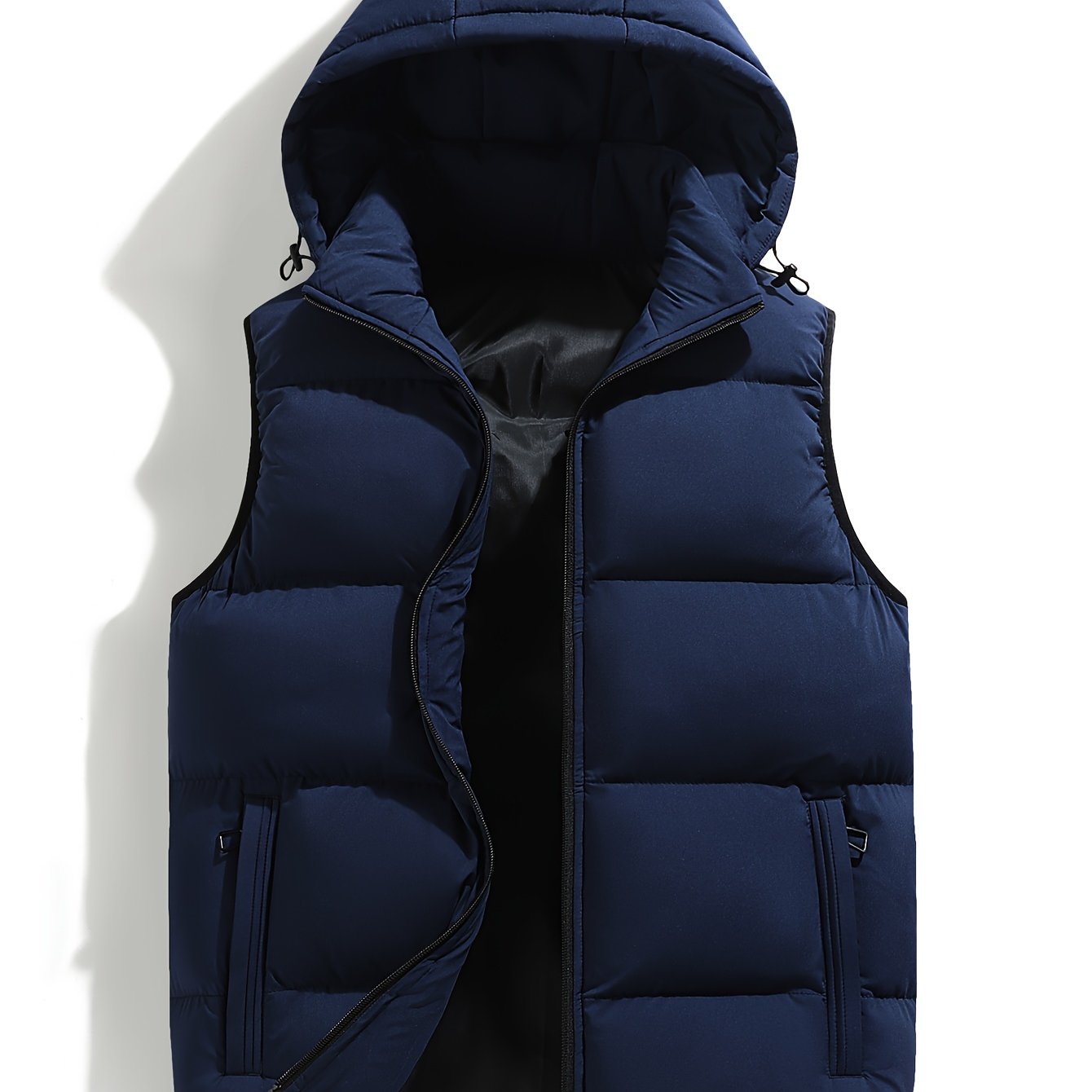 Ianthe | Puffer Gilet Navy Blue Hooded Padded for Women