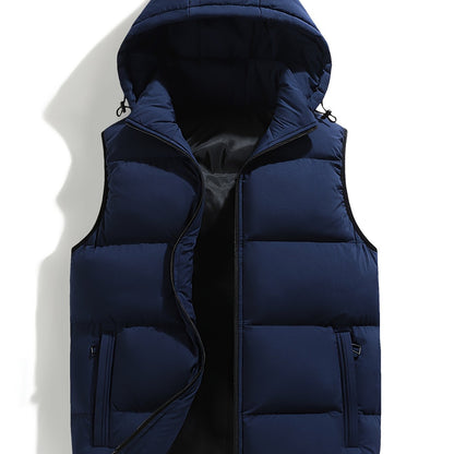 Ianthe | Puffer Gilet Navy Blue Hooded Padded for Women