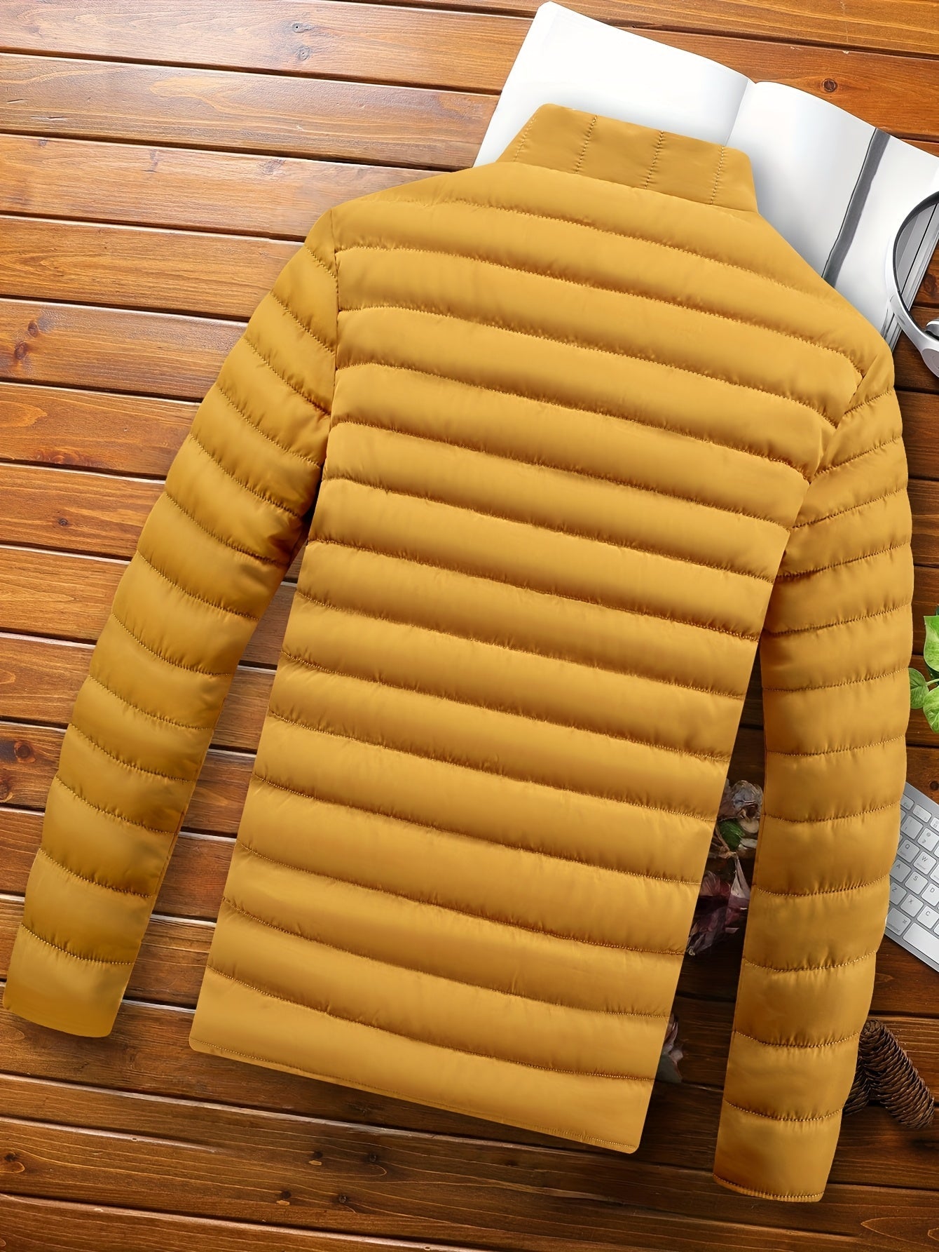 Henrietta | Puffer Jacket Mustard Yellow Quilted Stand Collar for Women