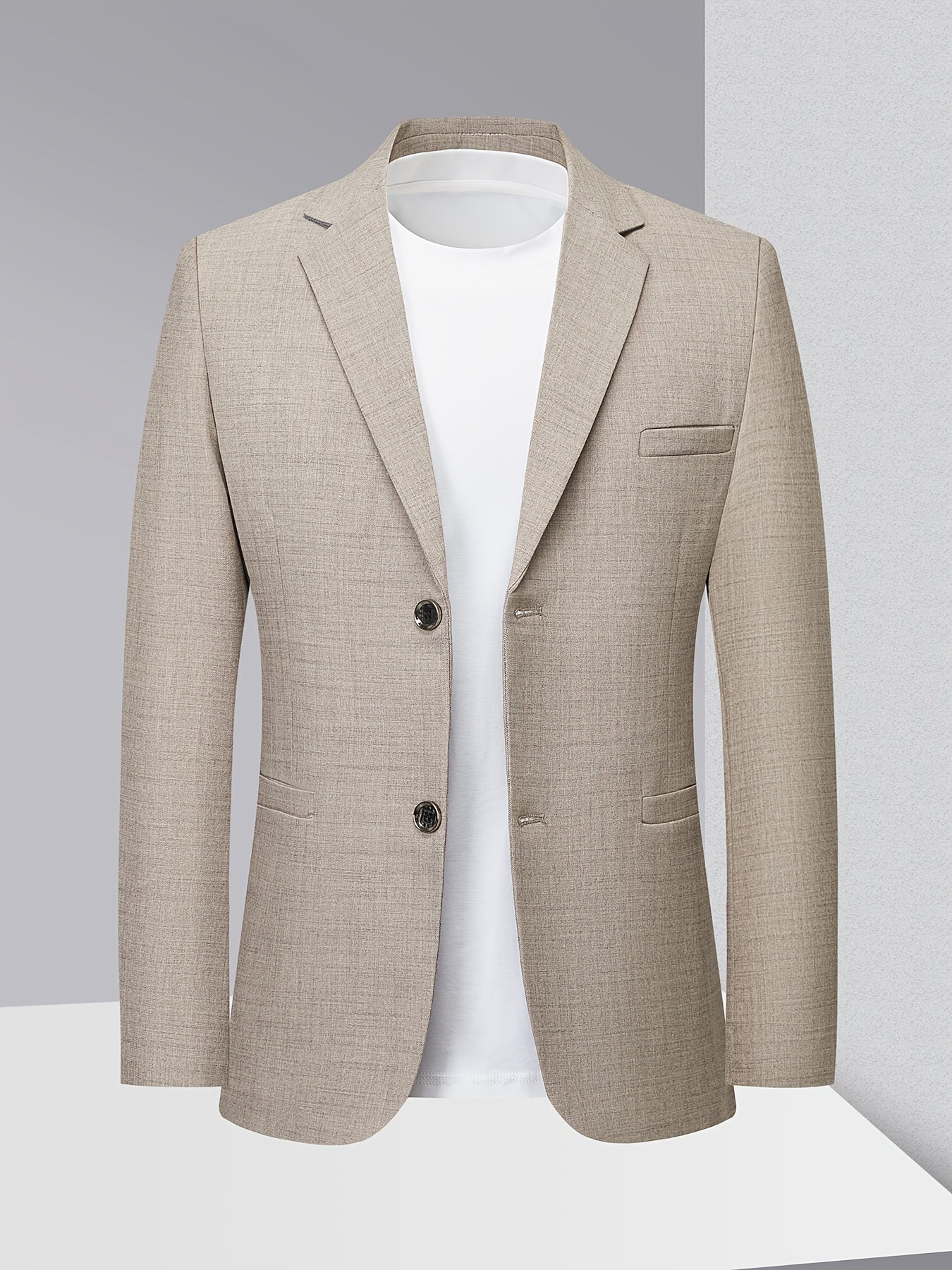 Monty | Blazer Beige Linen-Look Textured Single-Breasted for Men