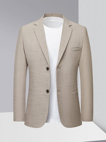 Monty | Blazer Beige Linen-Look Textured Single-Breasted for Men
