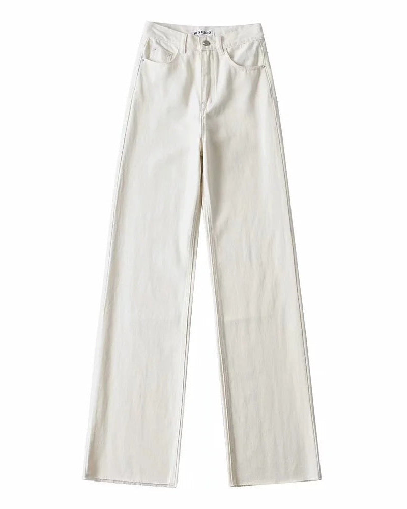 Phoebe | Wide-Leg Jeans Black Denim High-Waist Raw Hem for Women
