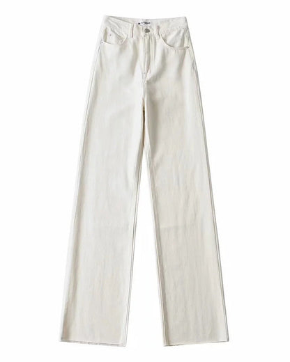 Phoebe | Wide-Leg Jeans Black Denim High-Waist Raw Hem for Women