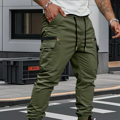 Seamus | Cargo Joggers Khaki Stretch Tapered for Men