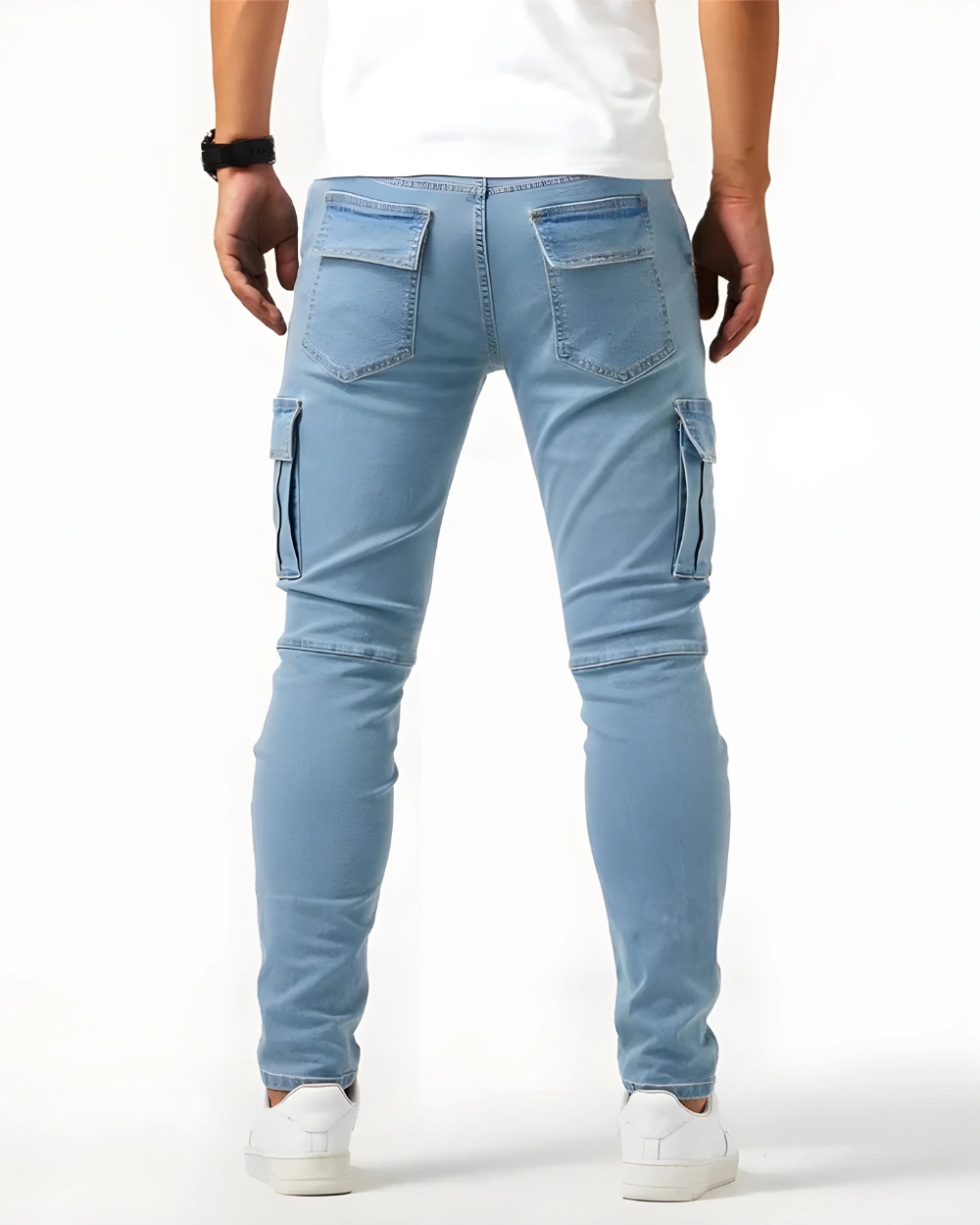 Orson | Cargo Jeans Light Blue Denim Skinny Stretch for Men