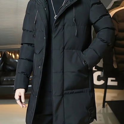 Wilhelmina | Longline Puffer Coat Black Hooded Quilted for Women