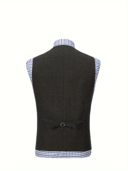 Etta | Waistcoat Brown Herringbone Tweed Notched Lapel for Women