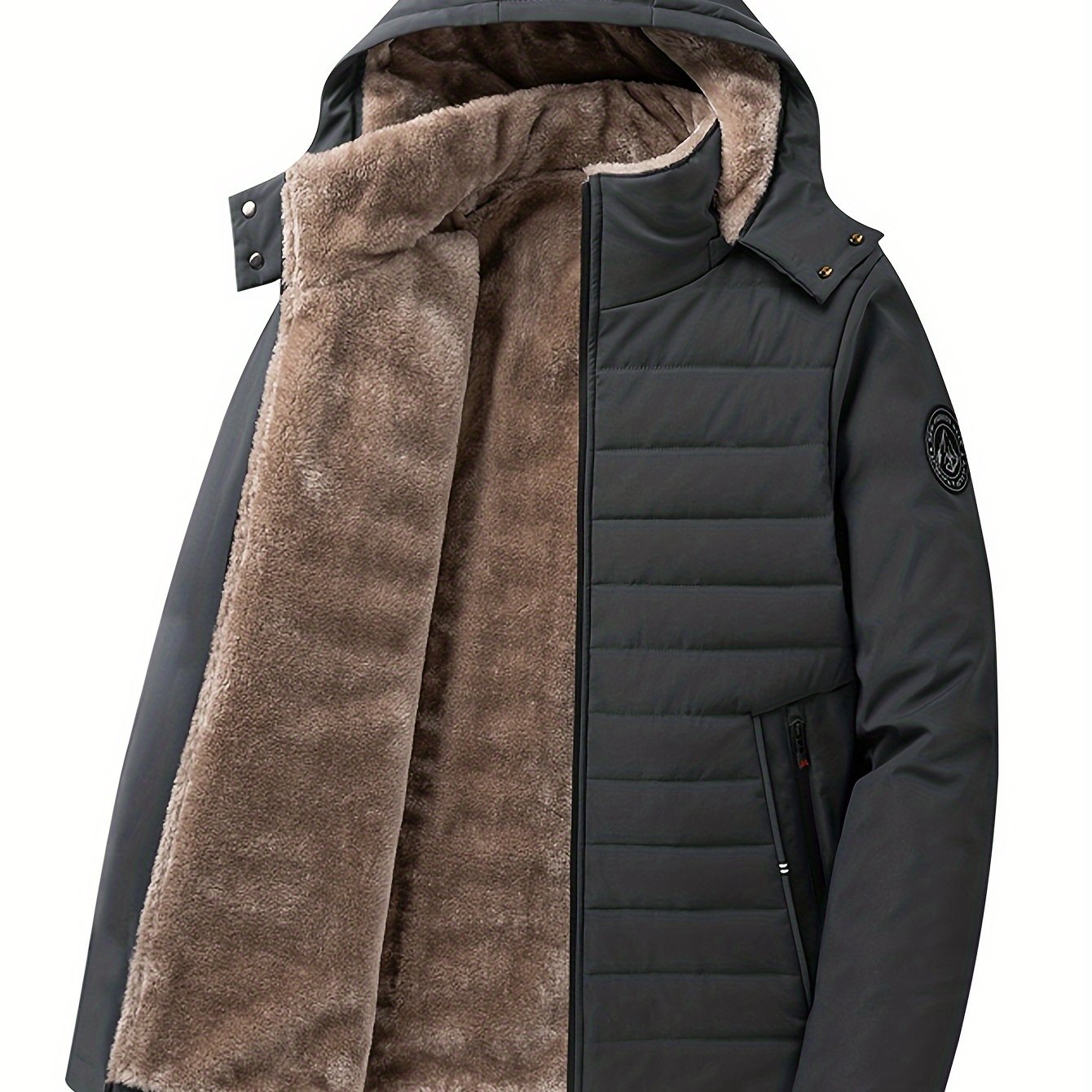 Sybil | Hooded Coat Black Fleece-Lined Insulated for Women