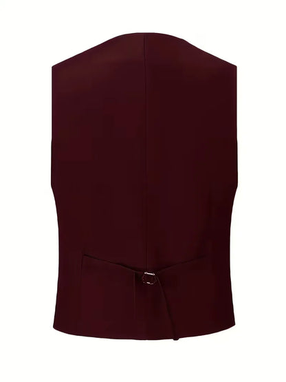 Nathaniel | Suit Black Slim Fit Three-Piece Double-Breasted Waistcoat for Men
