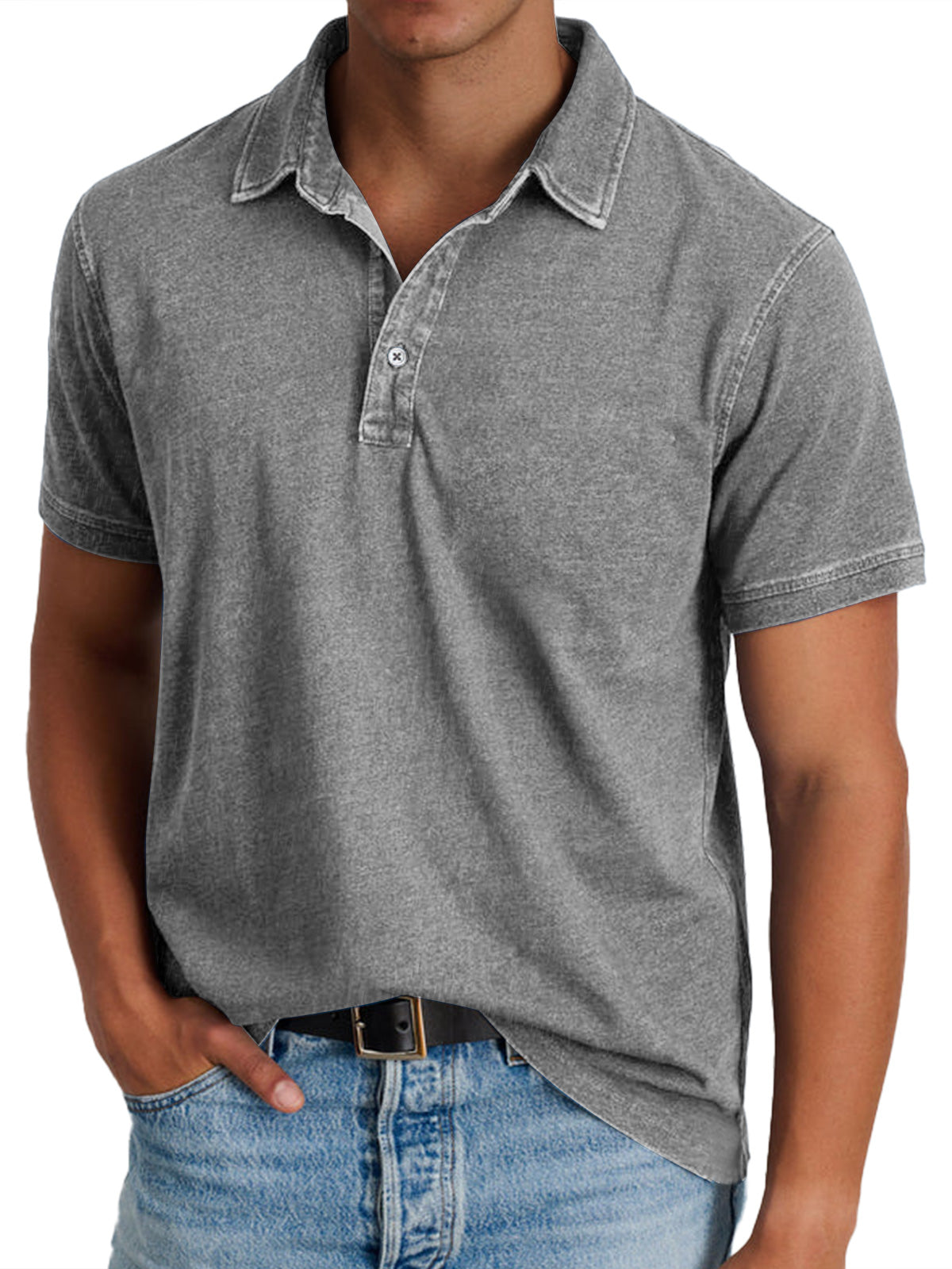Alfred | Polo Shirt Washed Olive Polyester Relaxed Fit for Men