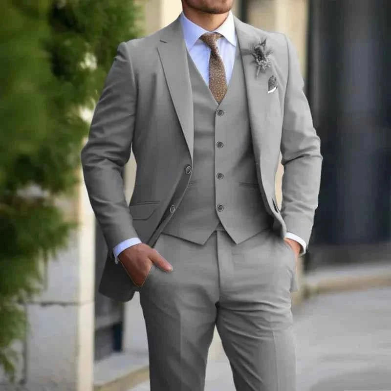 Sebastian | Three-Piece Suit Light Grey Slim Fit for Men