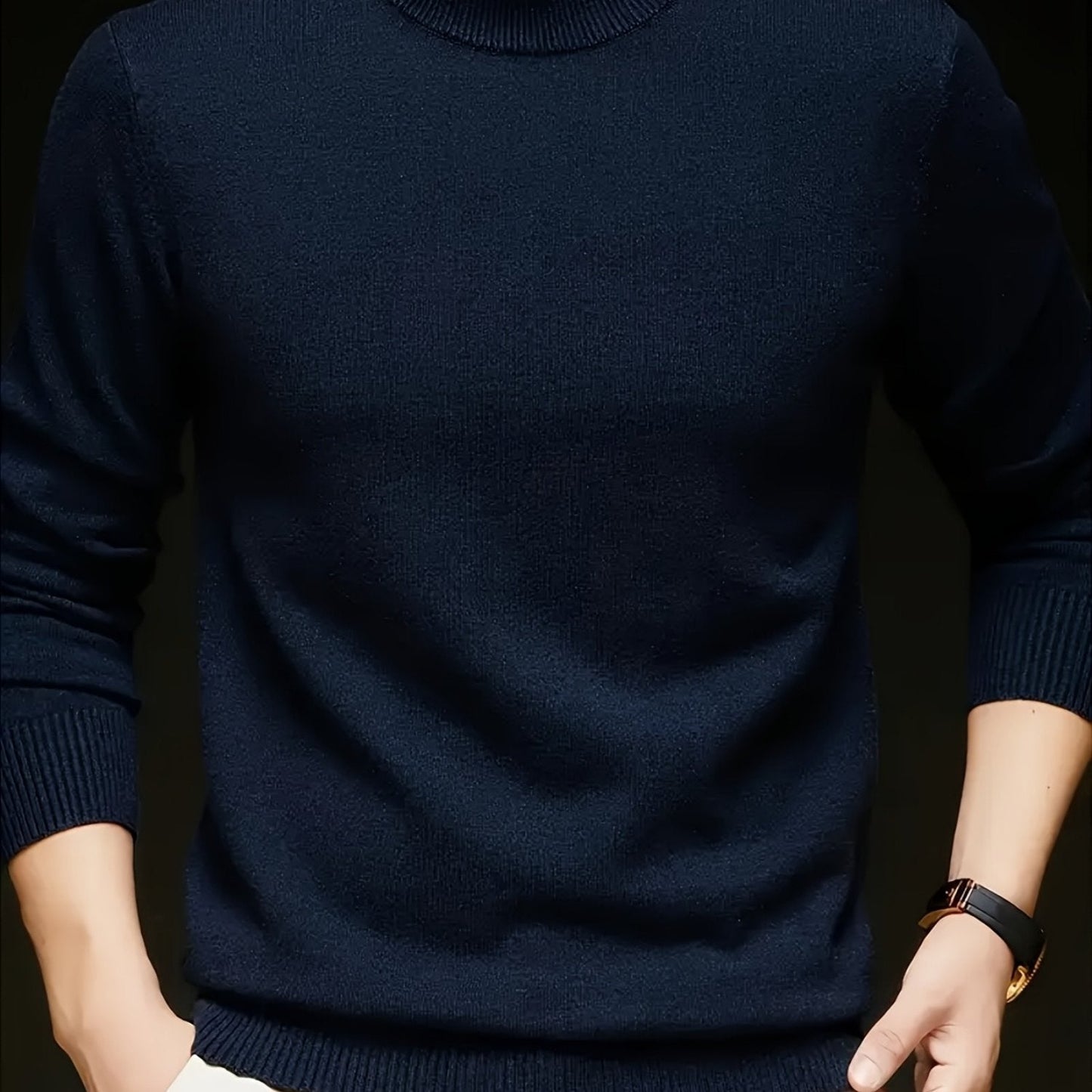Tobias | Mock Neck Jumper Camel Ribbed Knit for Men