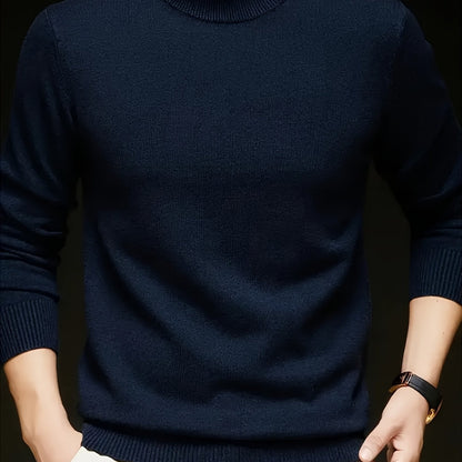 Tobias | Mock Neck Jumper Camel Ribbed Knit for Men