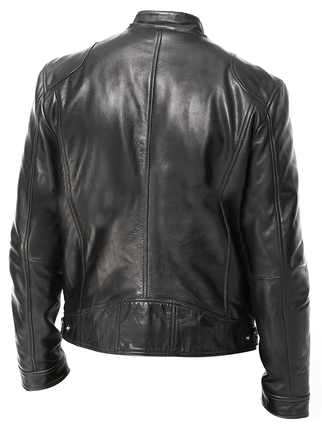 Eilidh | Moto Jacket Black Faux Leather Stand Collar for Women