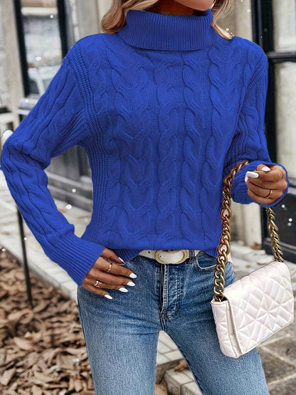 Olwen | Sweater Red Cable-Knit Turtleneck for Women