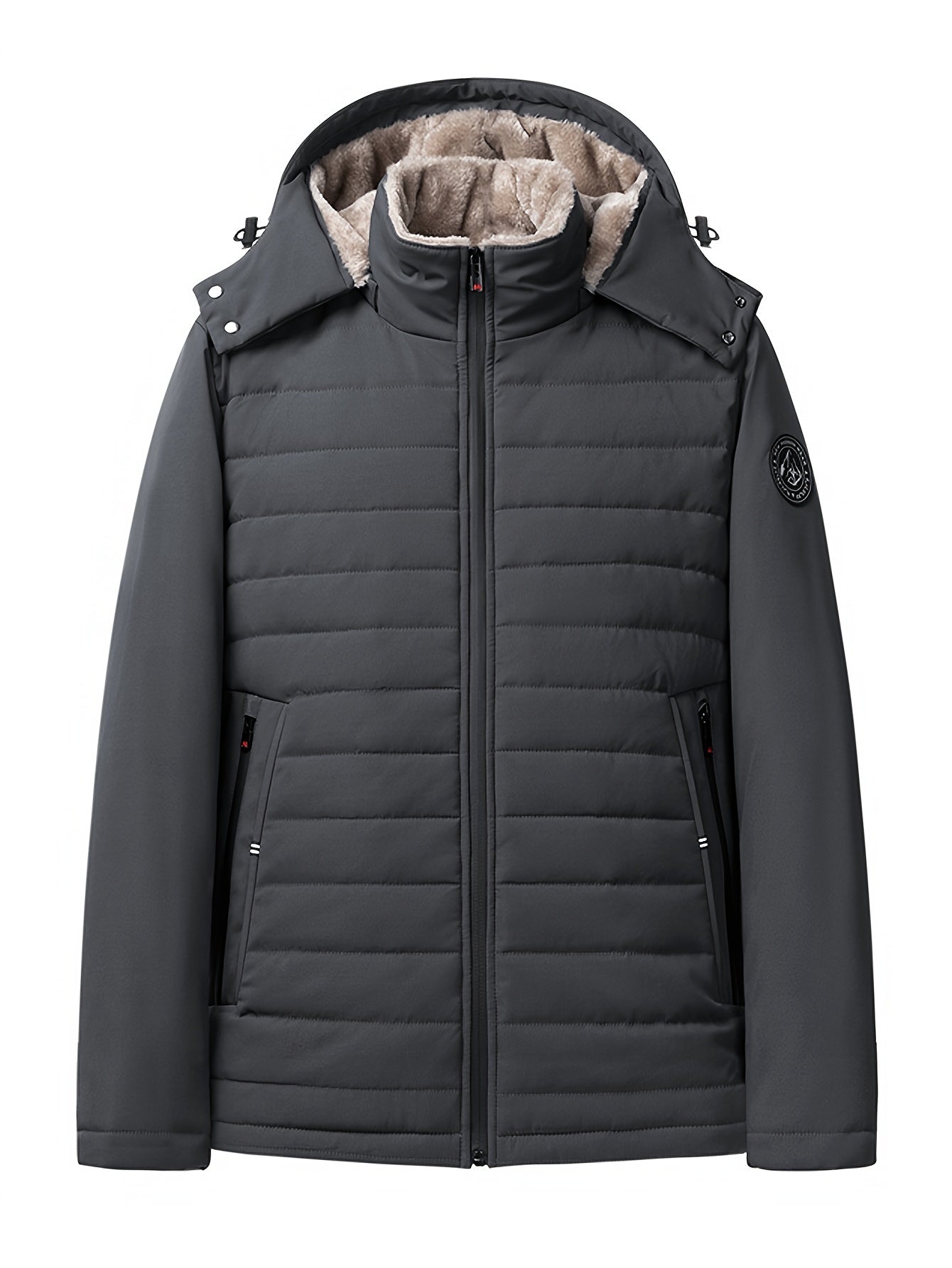 Sybil | Hooded Coat Black Fleece-Lined Insulated for Women