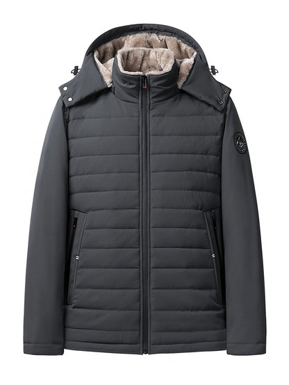 Sybil | Hooded Coat Black Fleece-Lined Insulated for Women
