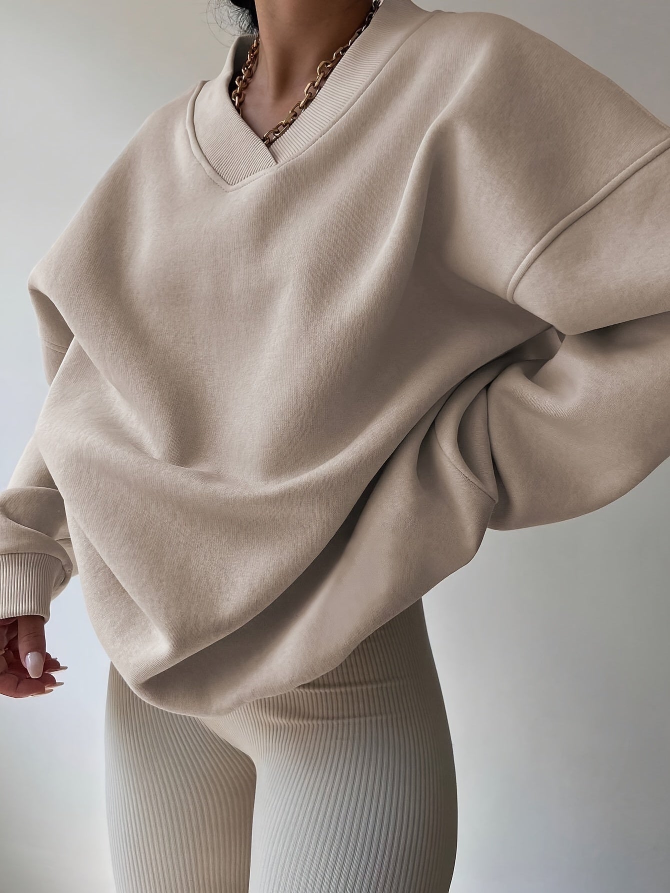 Tamsyn | Half-Zip Sweatshirt Oatmeal Oversized for Women