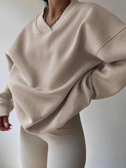 Tamsyn | Half-Zip Sweatshirt Oatmeal Oversized for Women