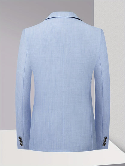 Monty | Blazer Beige Linen-Look Textured Single-Breasted for Men