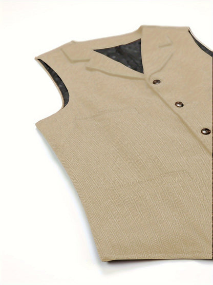 Etta | Waistcoat Brown Herringbone Tweed Notched Lapel for Women
