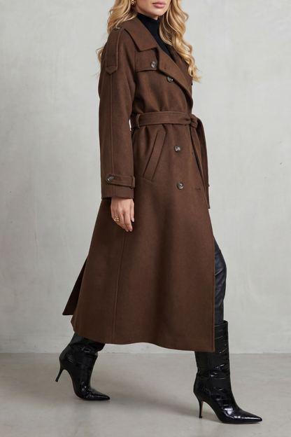 Harriet | Trench Coat Brown Wool-Blend Oversized Belted for Women