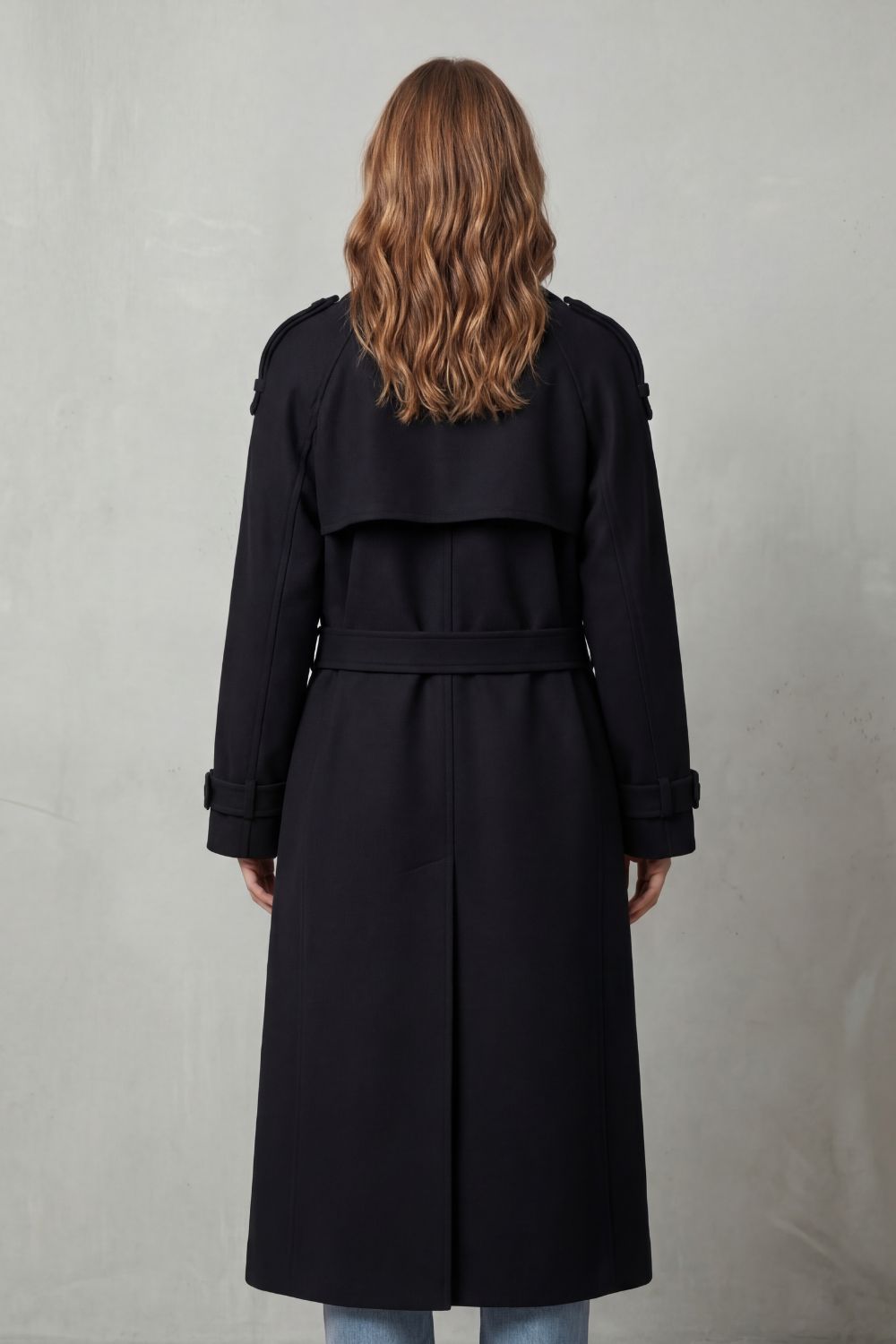 Tamsin | Trench Coat Black Wool Oversized Double-Breasted for Women