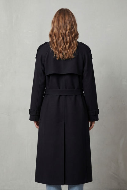 Tamsin | Trench Coat Black Wool Oversized Double-Breasted for Women