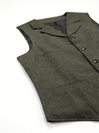 Etta | Waistcoat Brown Herringbone Tweed Notched Lapel for Women