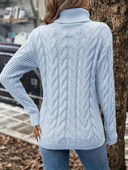 Olwen | Sweater Red Cable-Knit Turtleneck for Women