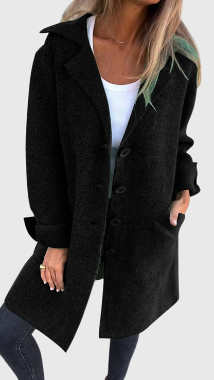 Rosie | Coat Pink Wool-Blend Button-Front Blazer for Women