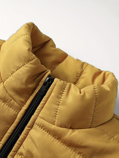 Henrietta | Puffer Jacket Mustard Yellow Quilted Stand Collar for Women