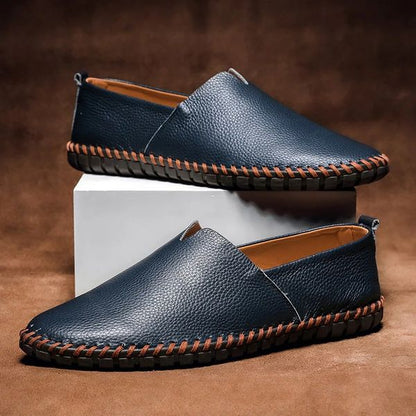 Hamish | Loafers Navy Blue Pebbled Vegan Leather Slip-On for Men