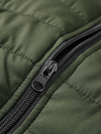 Juniper | Quilted Gilet Olive Green Stand Collar Lightweight for Women