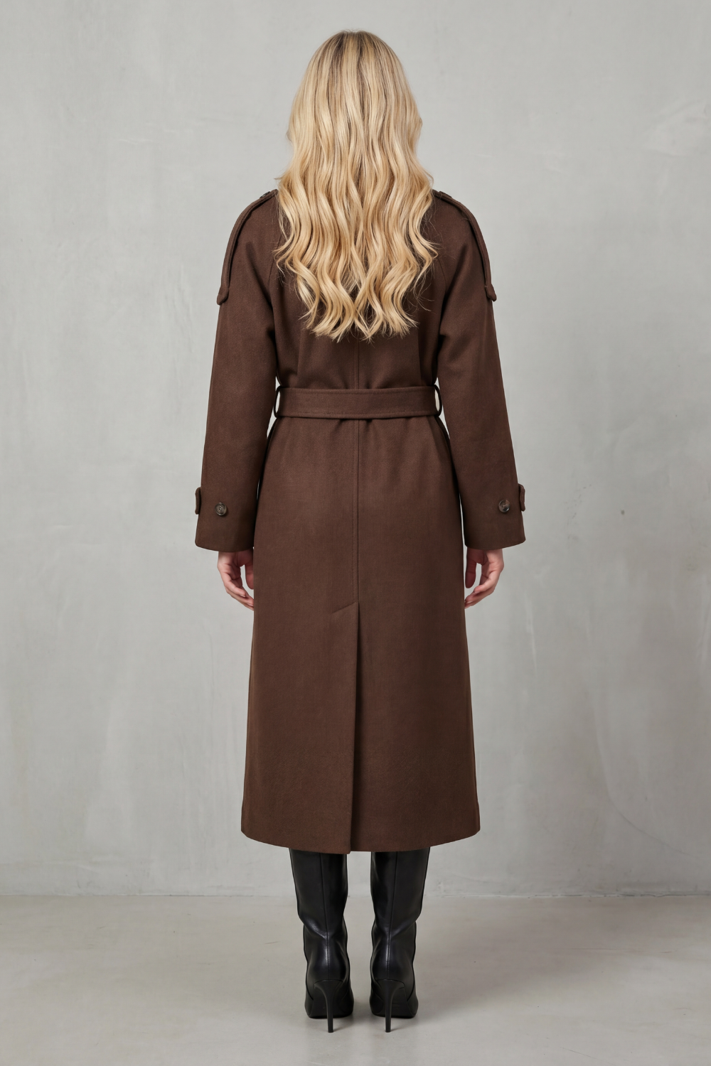 Harriet | Trench Coat Brown Wool-Blend Oversized Belted for Women