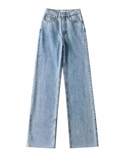Phoebe | Wide-Leg Jeans Black Denim High-Waist Raw Hem for Women