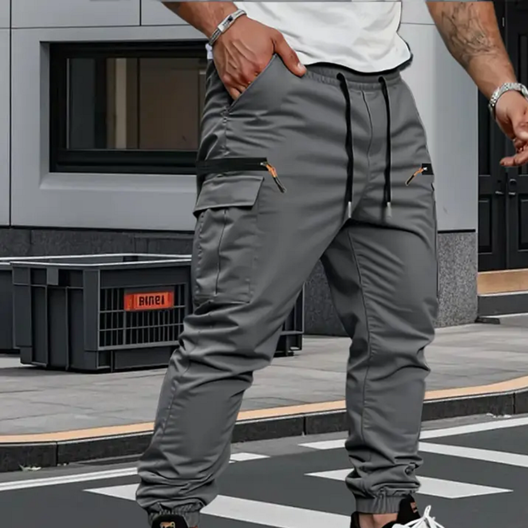Seamus | Cargo Joggers Khaki Stretch Tapered for Men