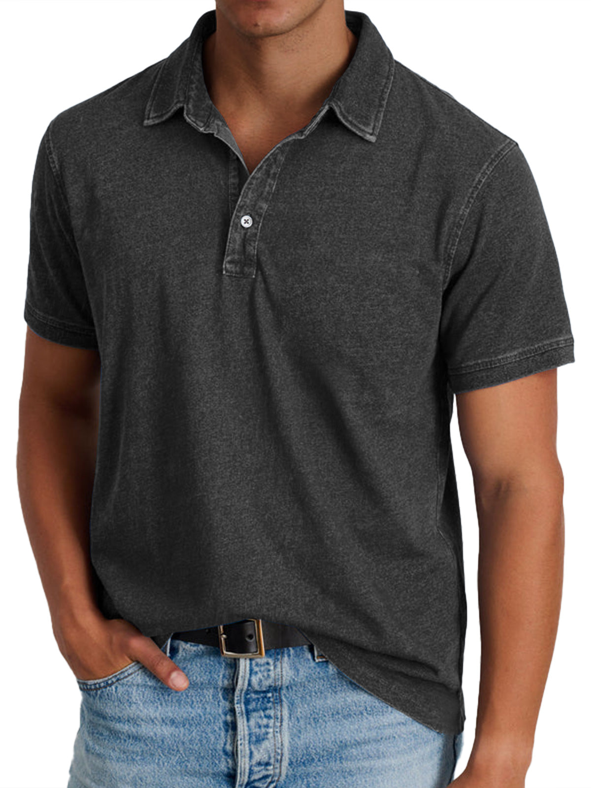 Alfred | Polo Shirt Washed Olive Polyester Relaxed Fit for Men